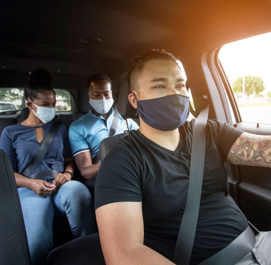 uber passengers with masks on