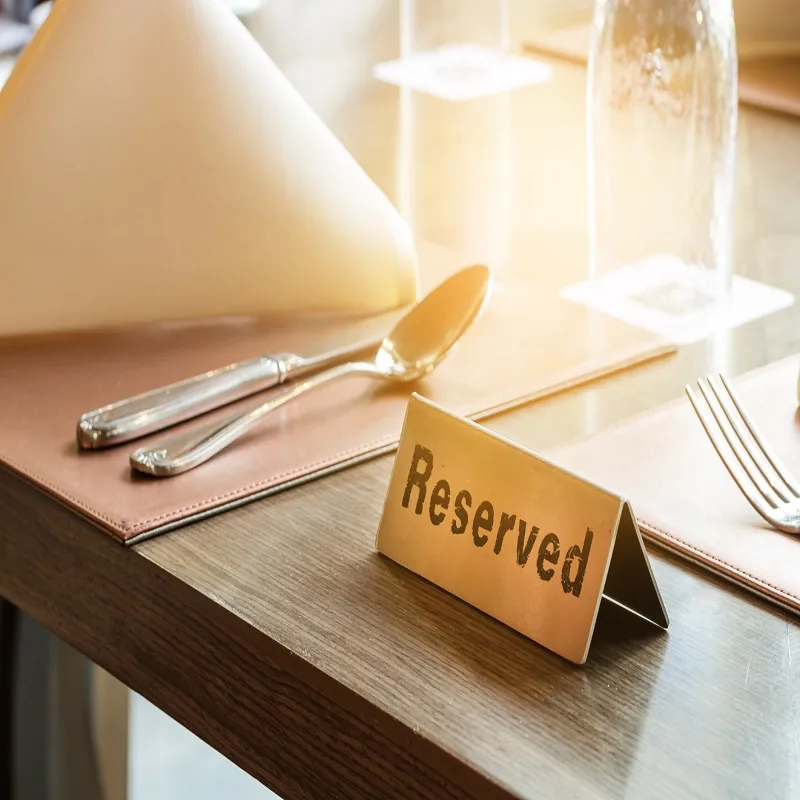 Reserved table at a restaurant