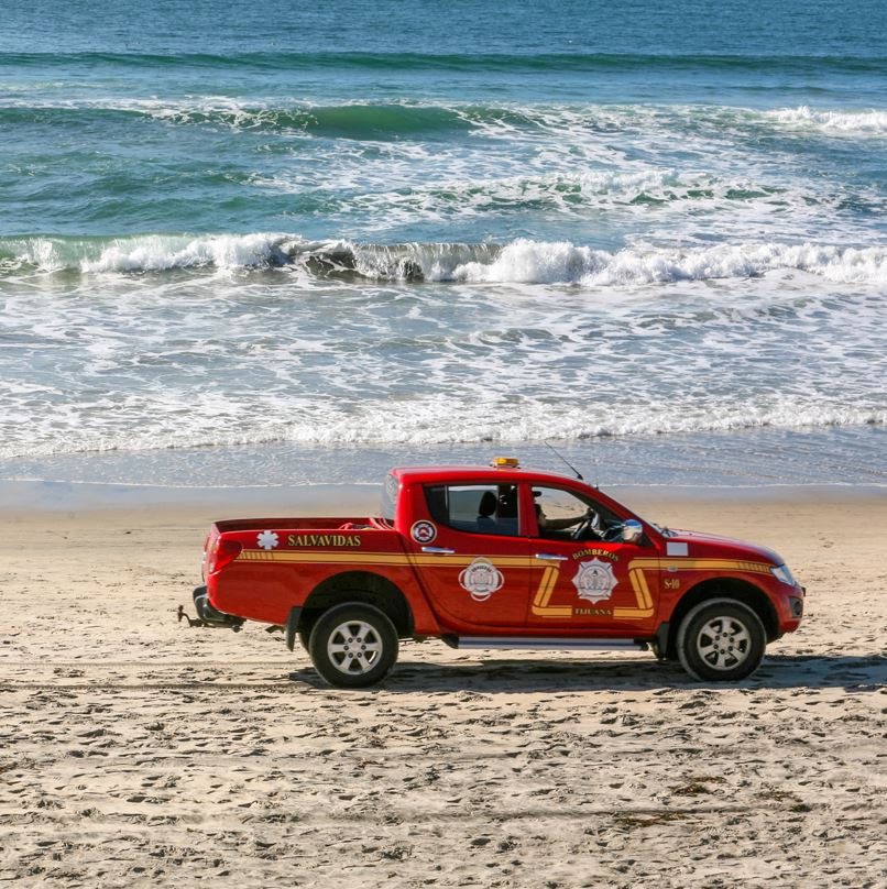 Fire Truck On Beach