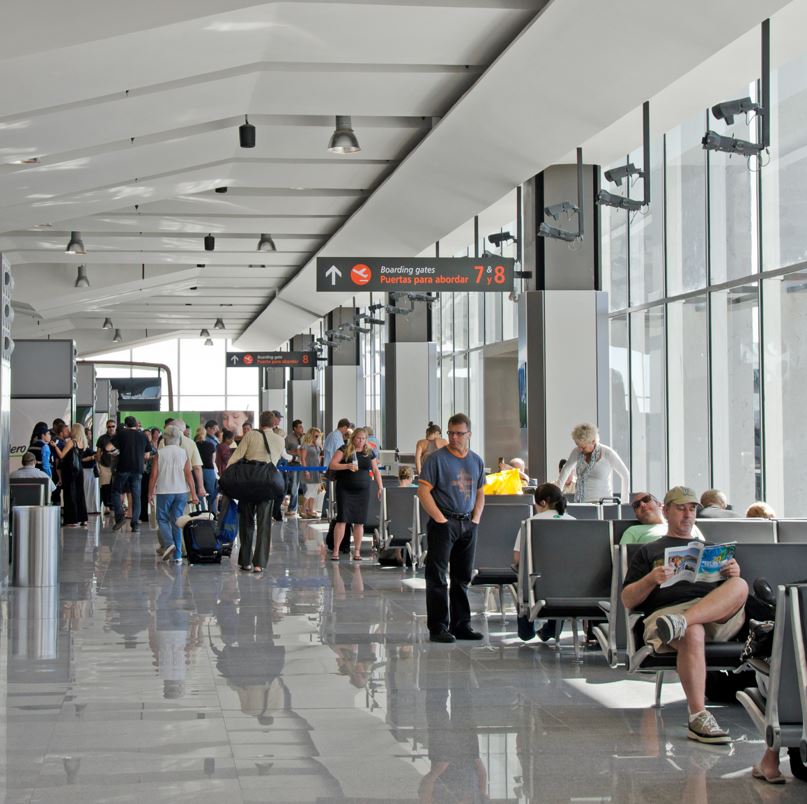 People waiting at Los Cabos International Airport.