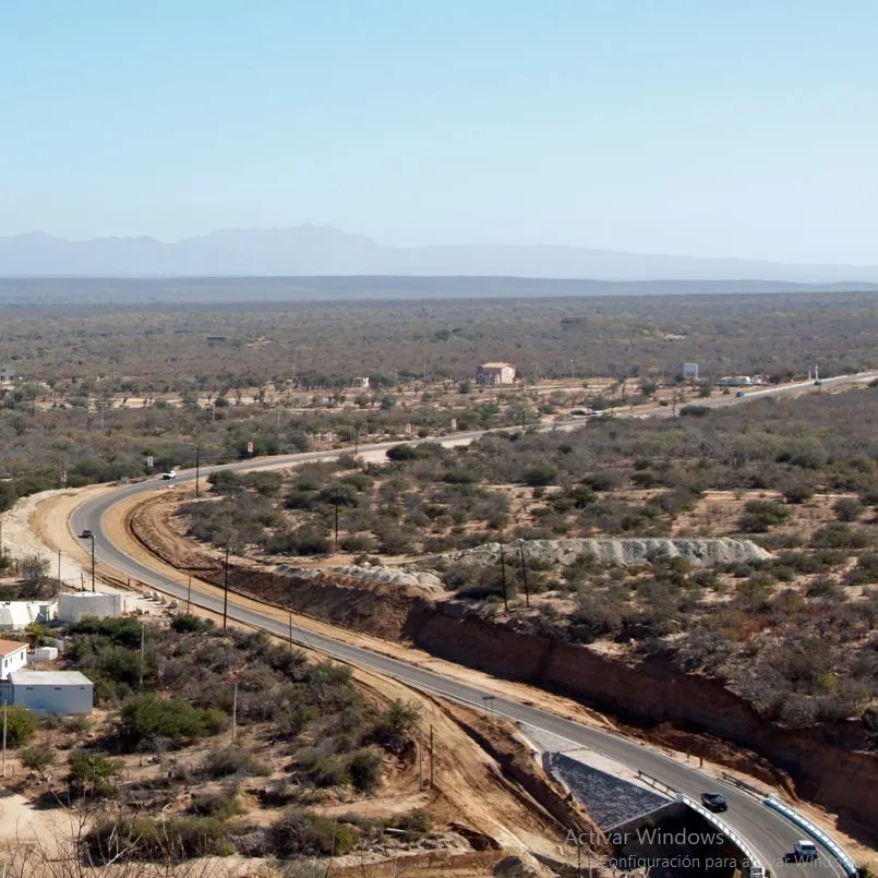 The highway between Los Cabos and La Paz from the air