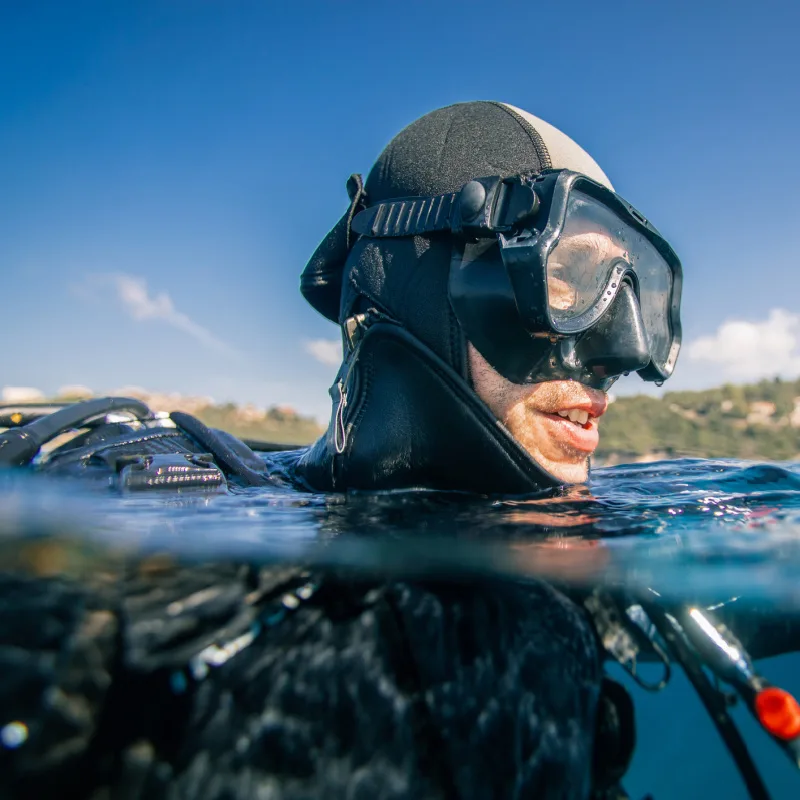 scuba diver at surface