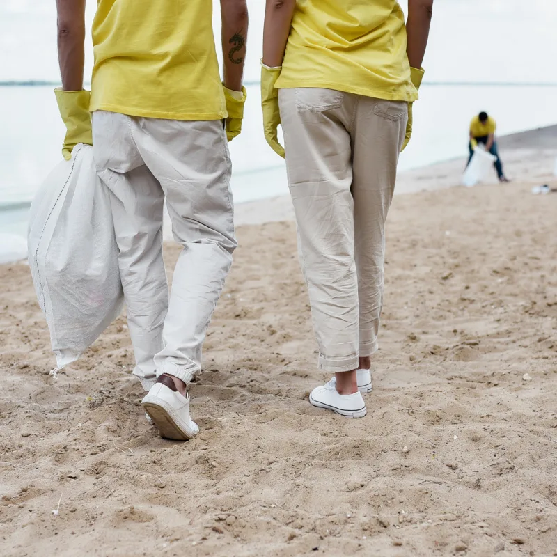 cleaning beach