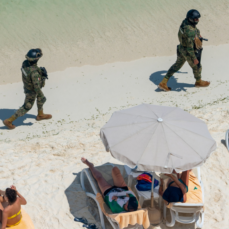 tourists and beach soldiers