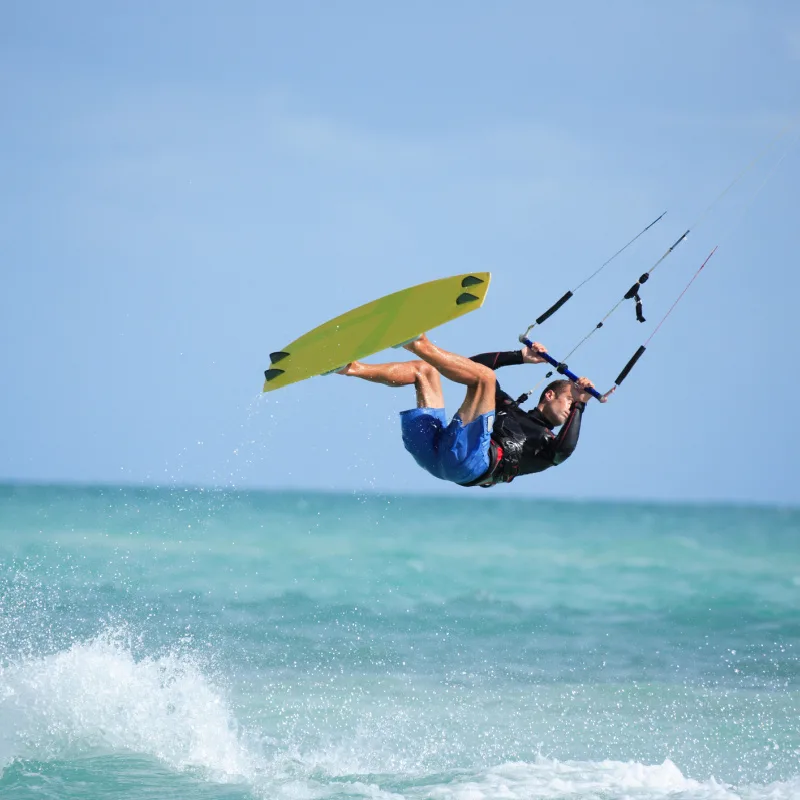 Man kitesurfing