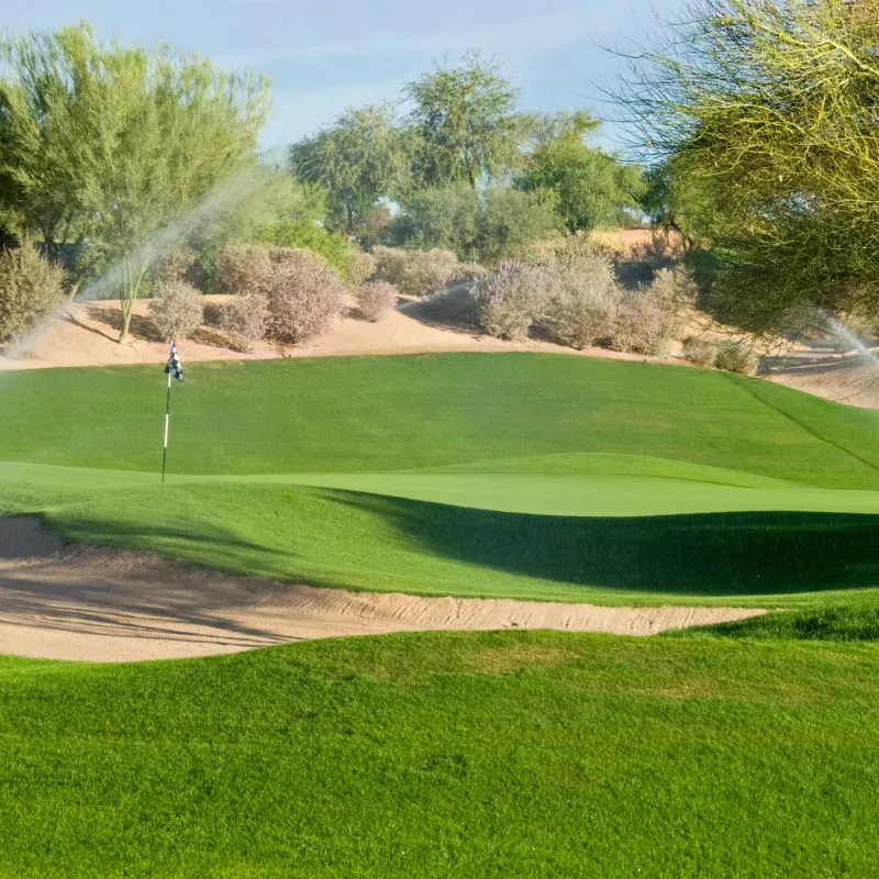 sprinklers on golf course