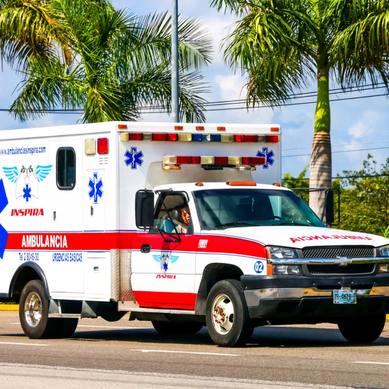 Ambulance on the way to an incident in Los Cabos