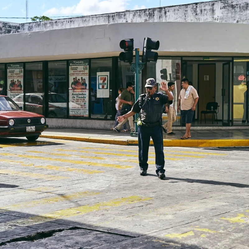 policeman directing traffic