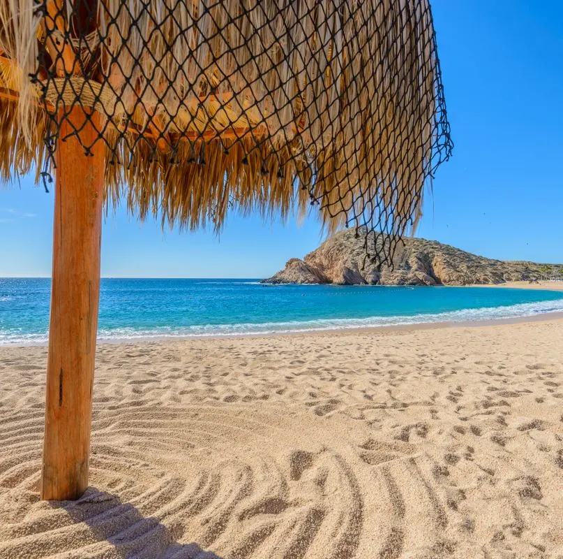 Canopies on sandy beach