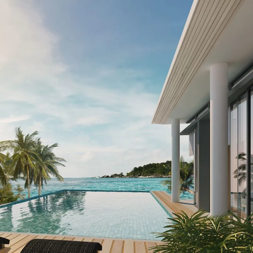 Luxury resort room with infinity pool