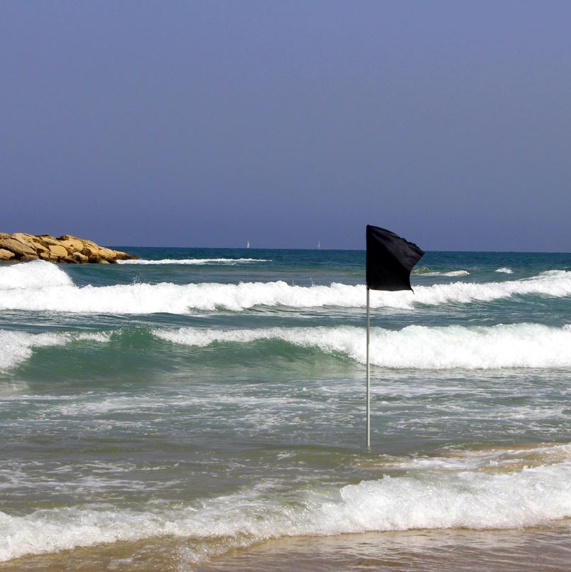 black flag at a beach in cabo