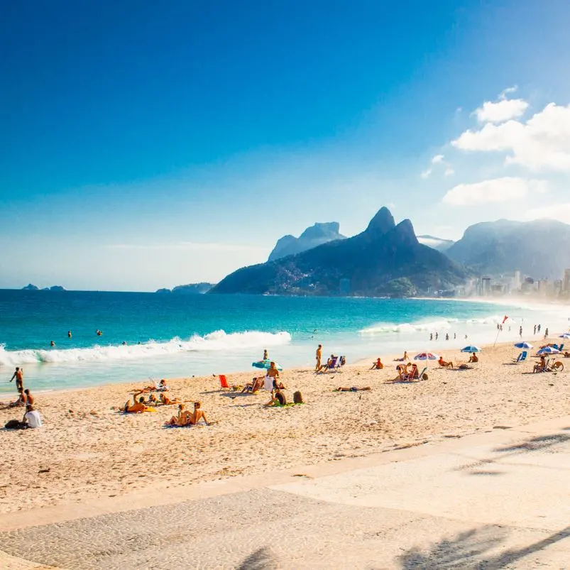 Beach with mountains