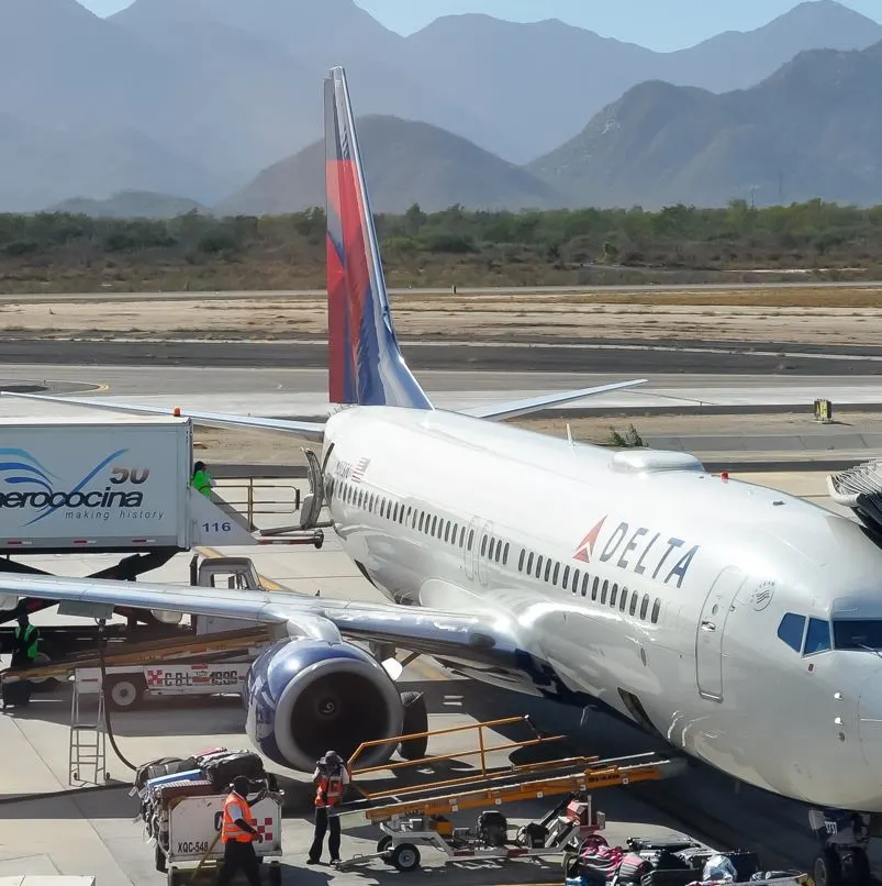 Delta airplane on runway 