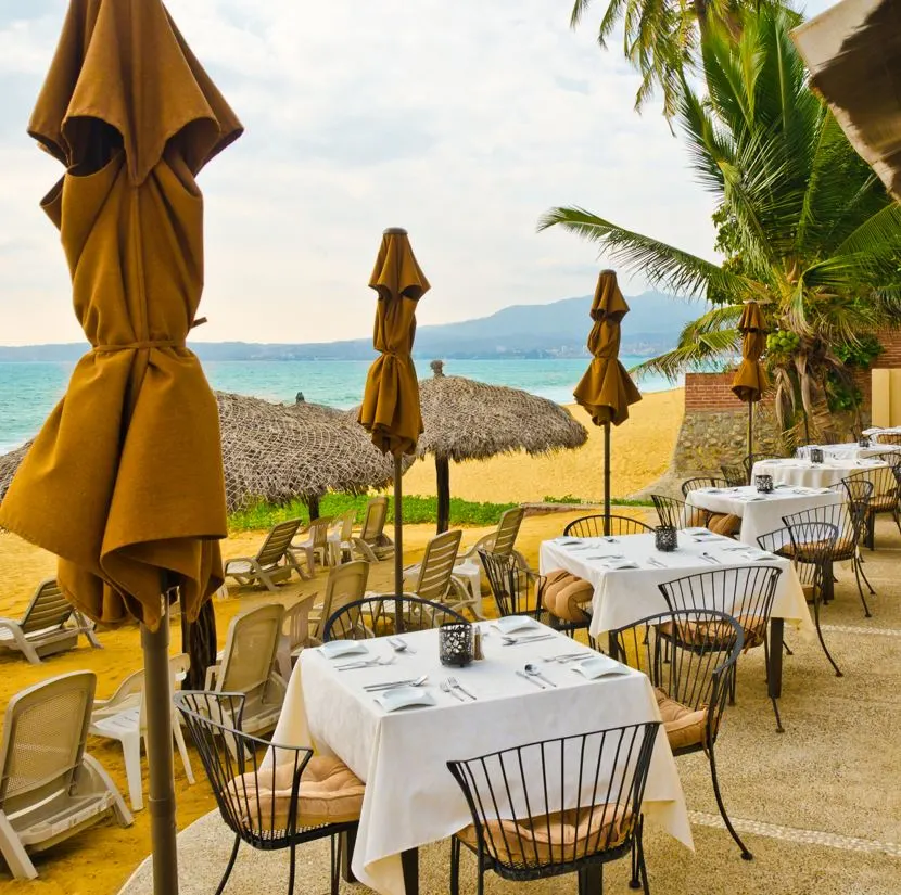 Empty beach restaurant