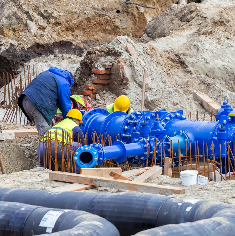 Men working on water pipes