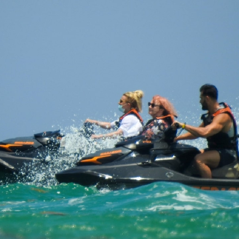 Britney Spears on a jet ski in Los Cabos in 2022