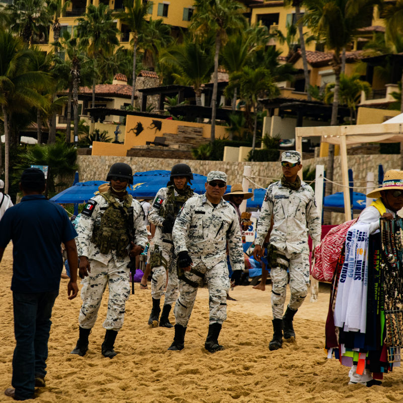 national guard members in Cabo patrolling the beaches