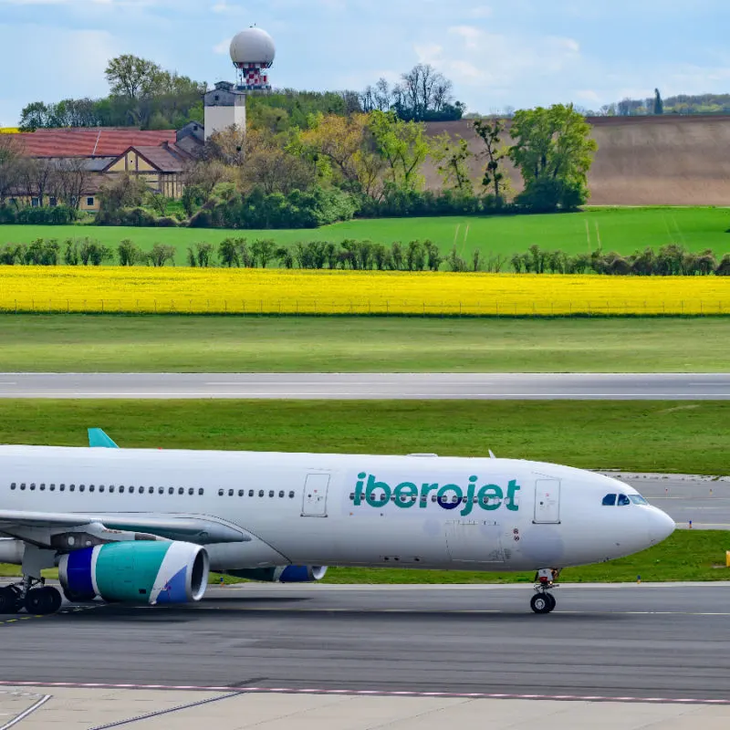 Iberojet from Spain taxiing on runway