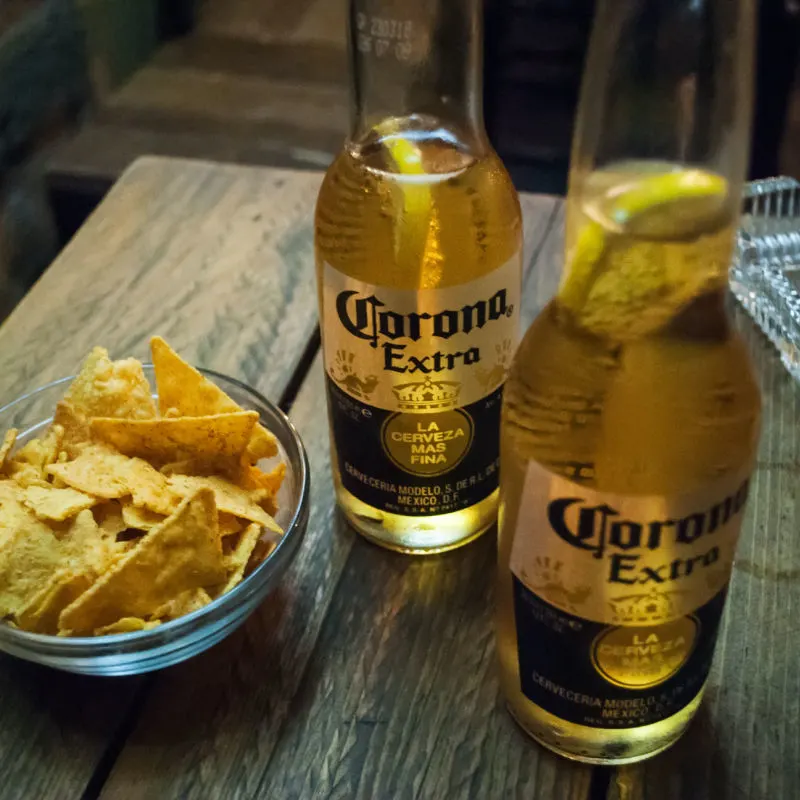 Corona beer and nachos