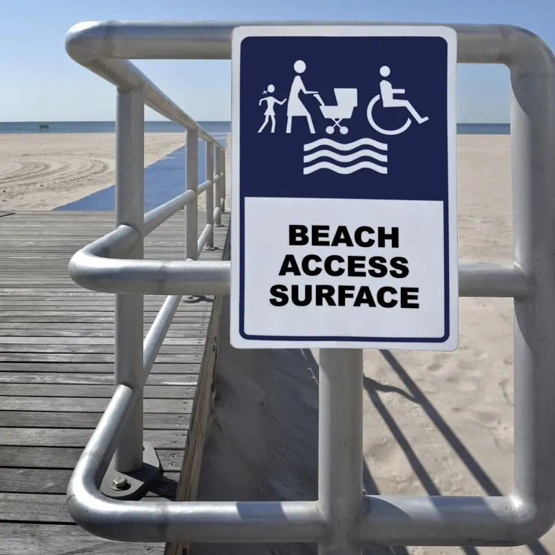 Beach access surface sign
