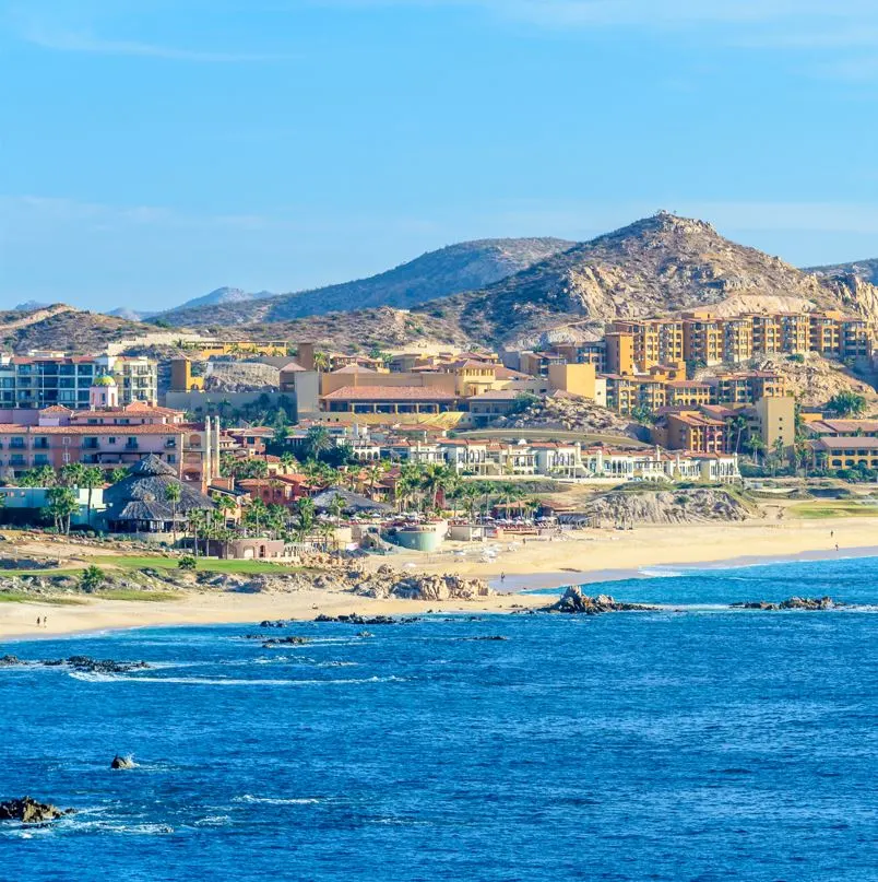 Resorts and mountains along the coastline