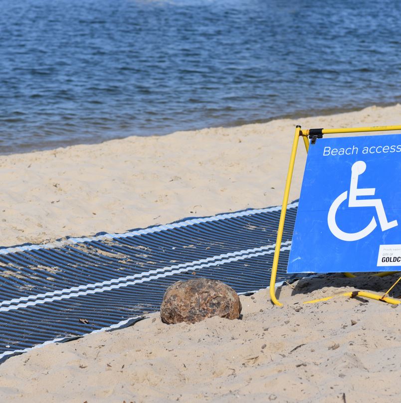 Beach access mat for wheelchairs