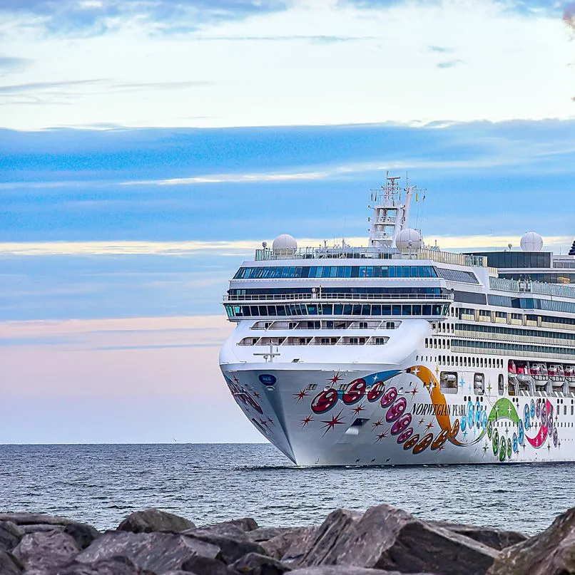 Large cruise ship in the ocean