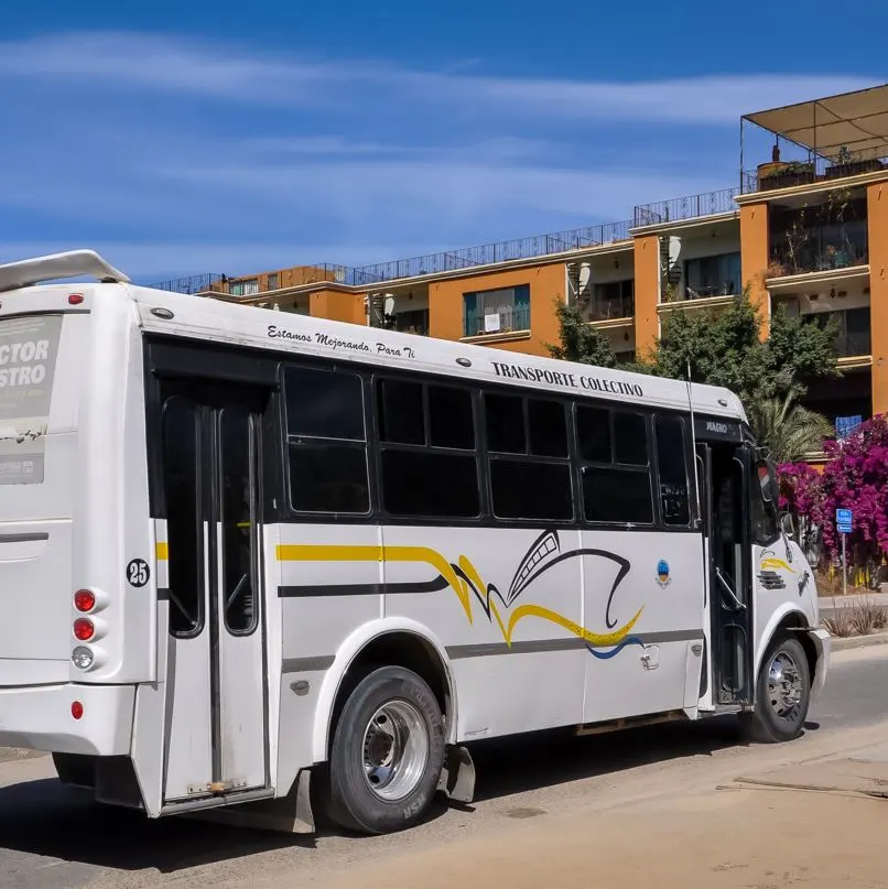 Bus on the Street of a Los Cabos Neighborhood