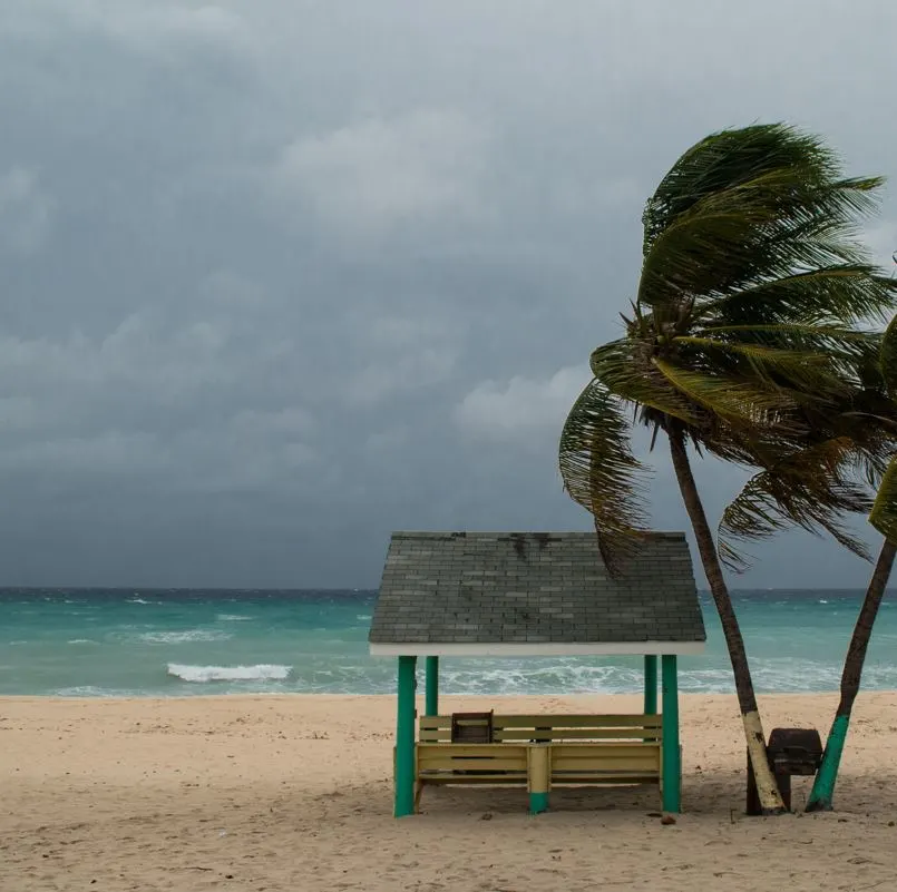 Tropical storm on the beach