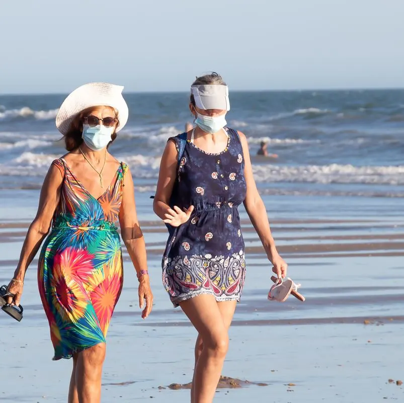 Mask Wearing On Beach