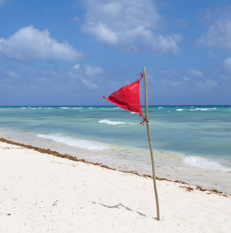 Red Flag On Beach