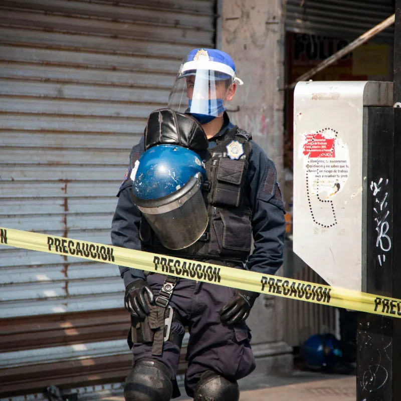 Police monitoring a crime scene