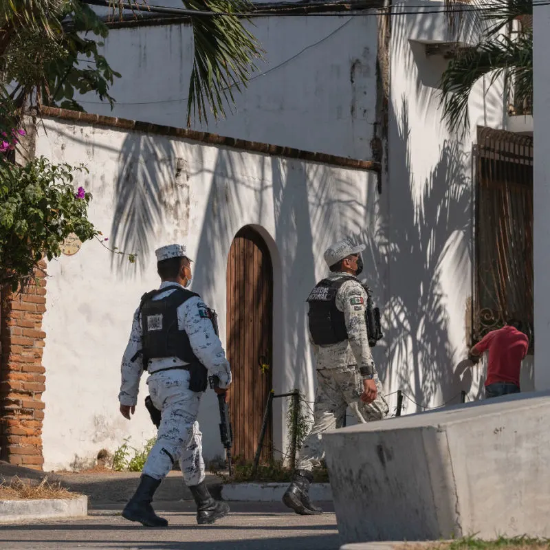 Mexican National Guard on patrol in neighborhood