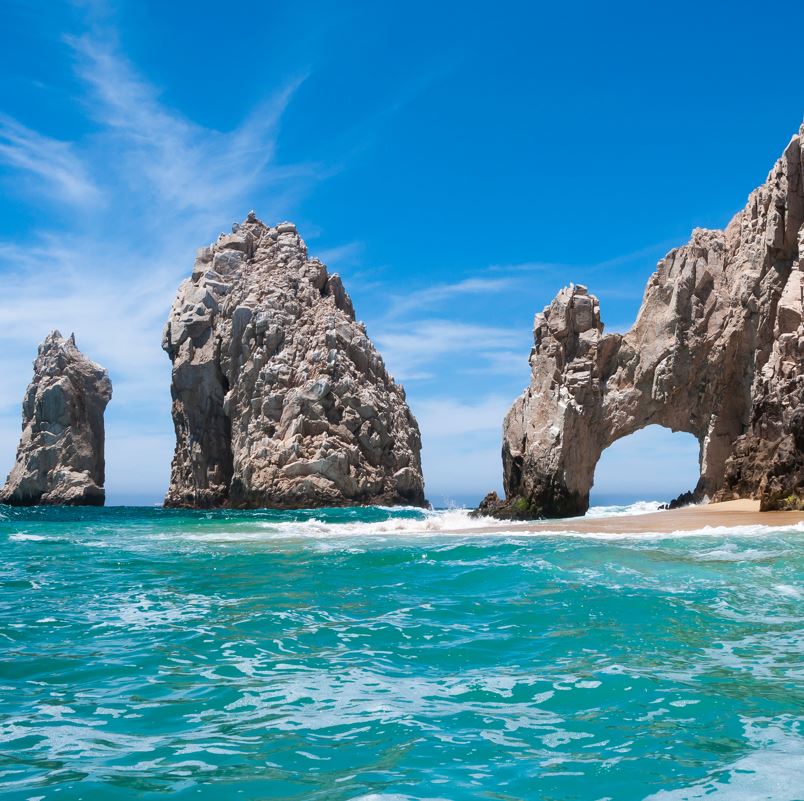 Arched rocks in the ocean in Los Cabos