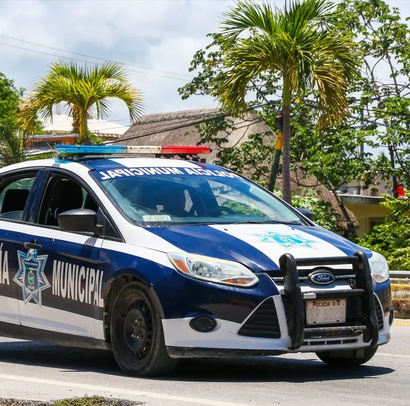 Police car blue and white