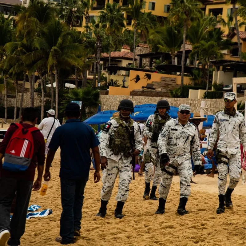 soldiers on beach in cabo