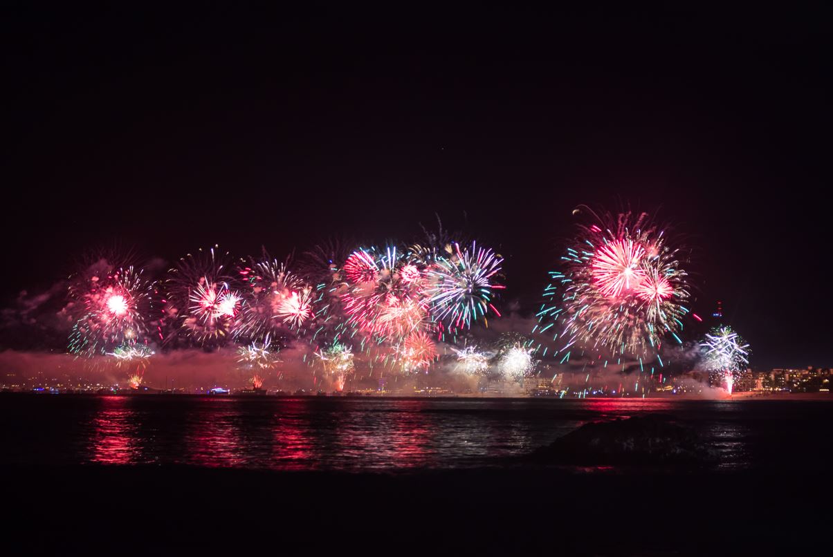 Fireworks show on the beach