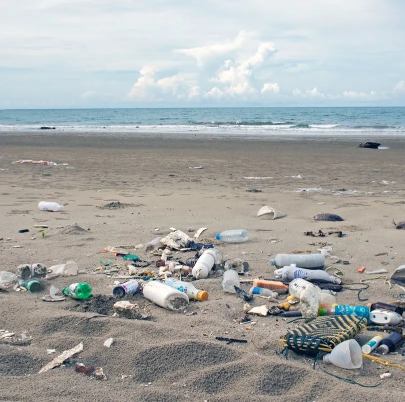 Trash on a beach