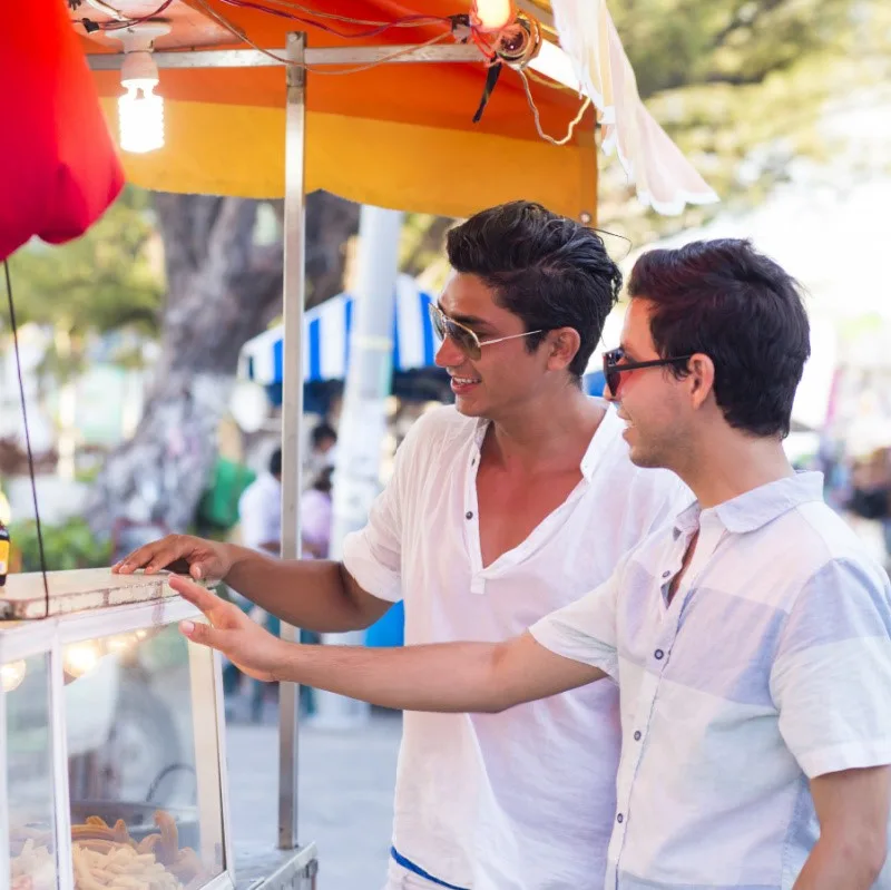 people getting food from food stand