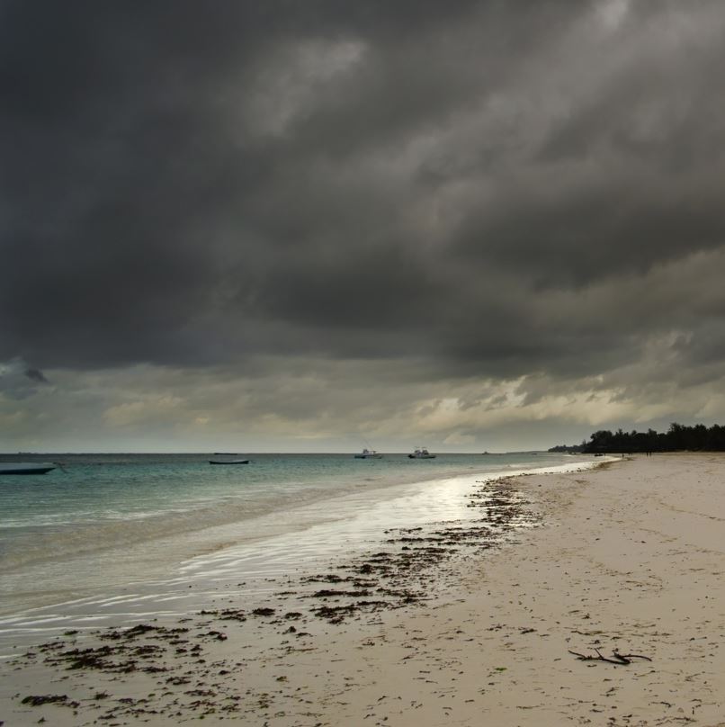 Beach with cloudy skies