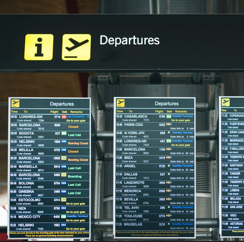 List of departures at airport