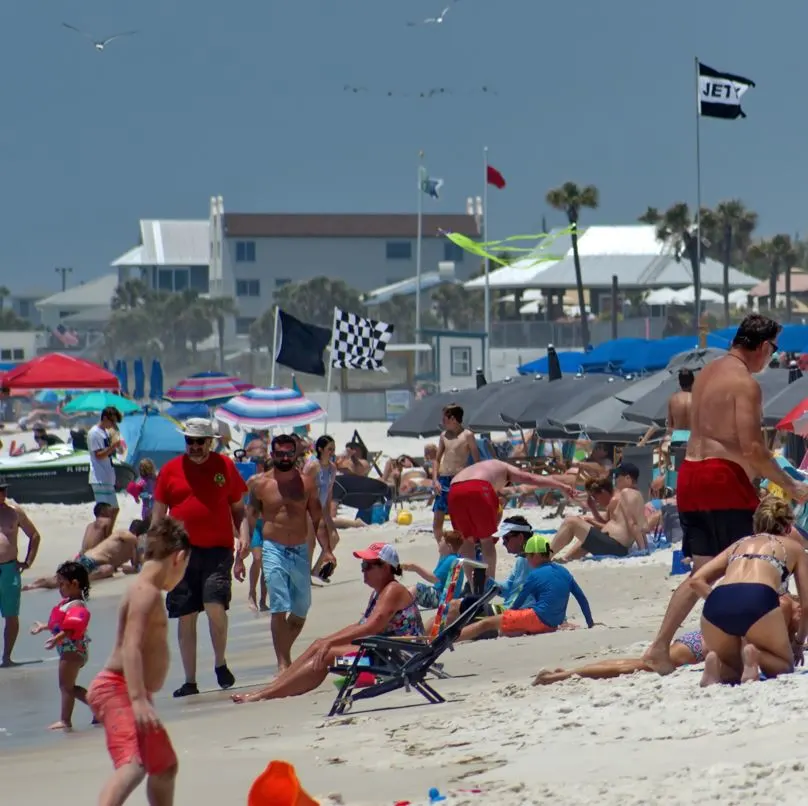 crowded beach in Mexico