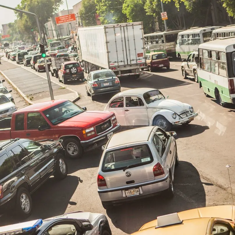 Cars blocking traffic