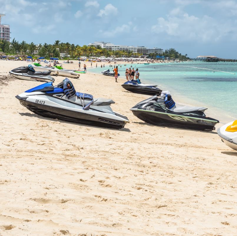 Jet skis for rent on beach