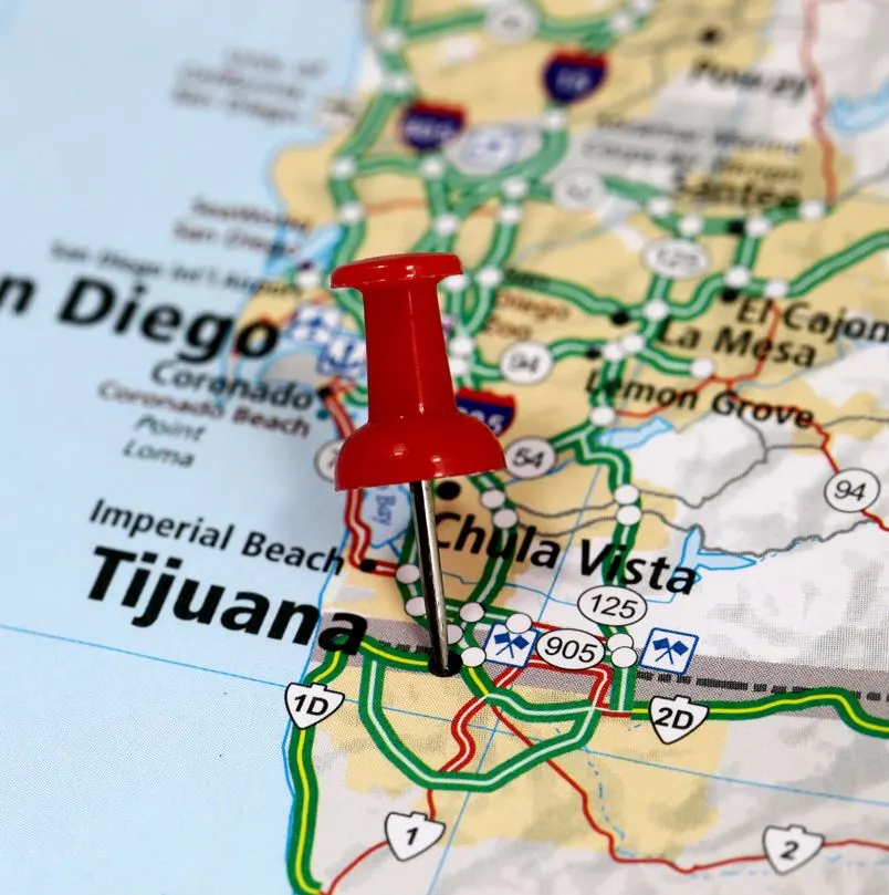 Map of Tijuana and nearby cities