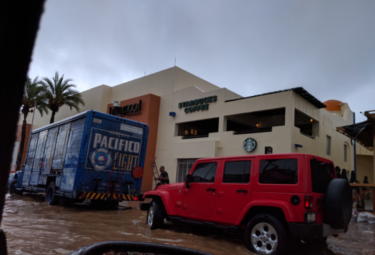 Flooded Streets in Cabo San Lucas From a Tropical Storm