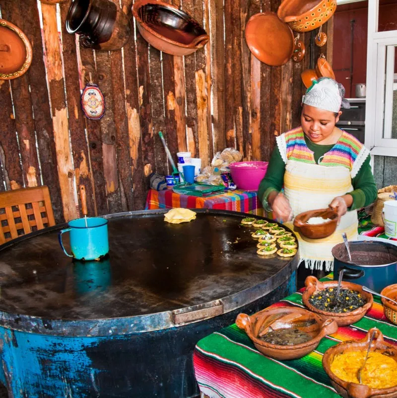 Food vendor selling food in Mexico