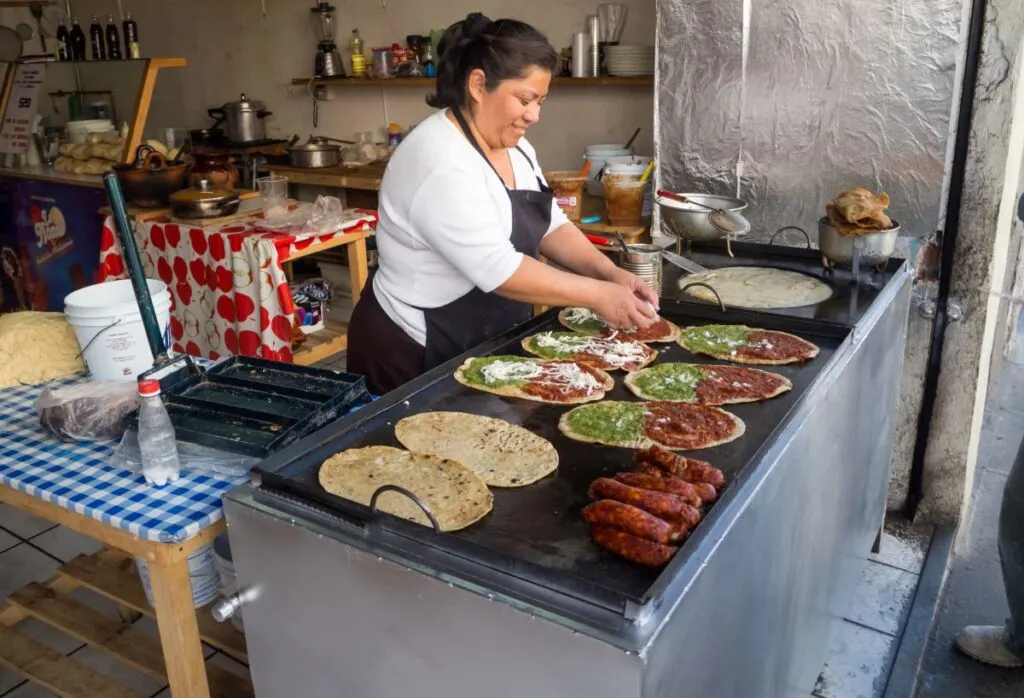 Mexican Street Food Vendor Preparing Food