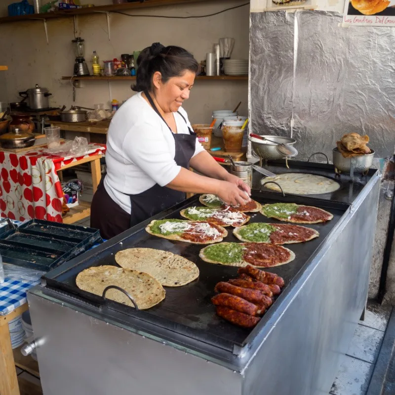 Food vendor selling food in Mexico