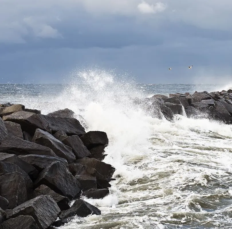 Wave Breaker Overrun By Tide